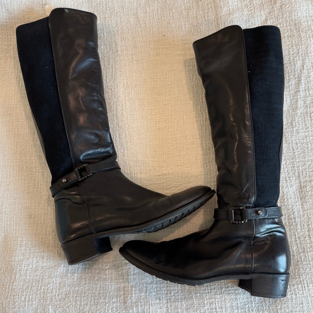 Aquatalia Black Knee-High Leather Boots